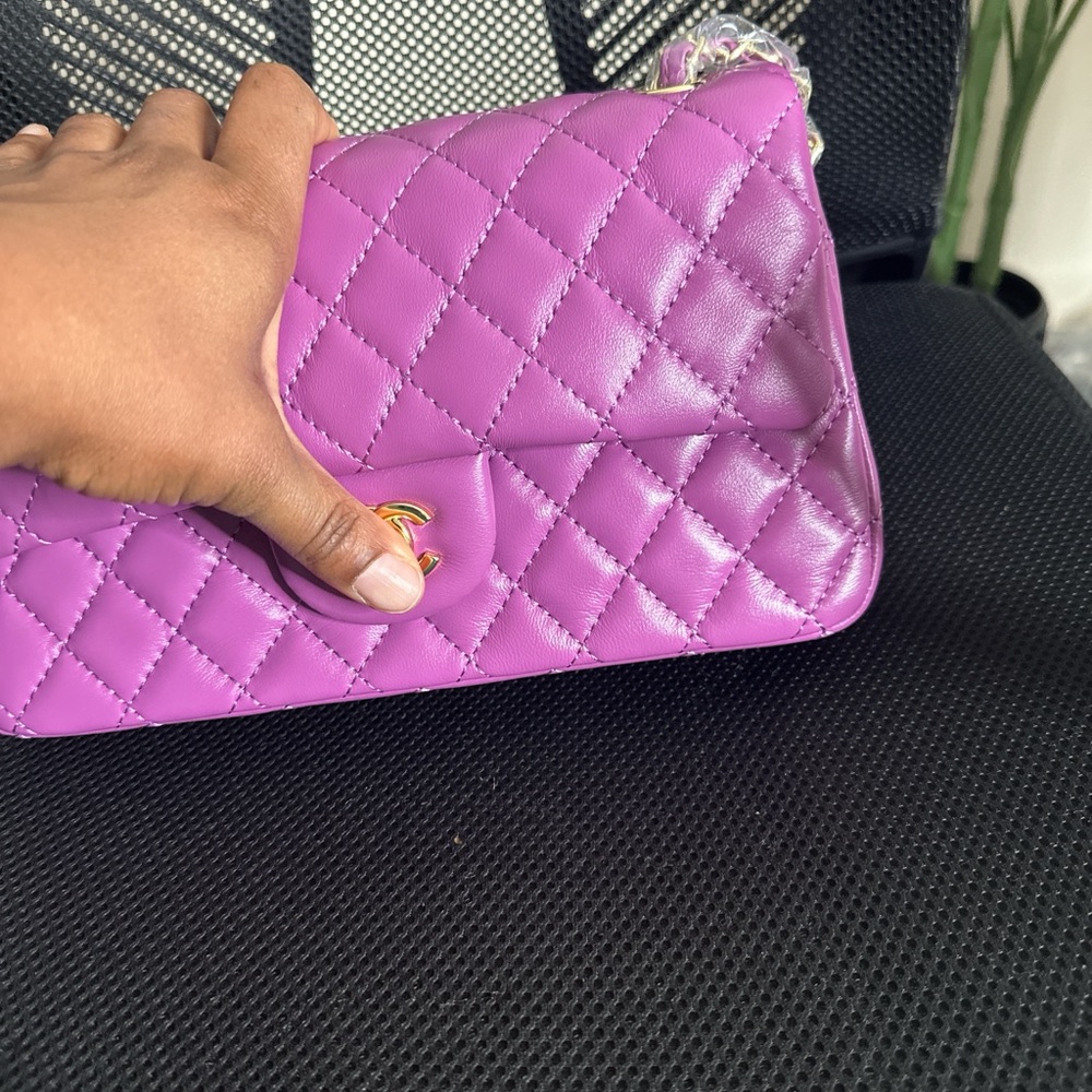Purple Quilted Women's Bag - Picture 3 of 5